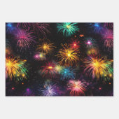 Eleganter Regenbogenfeuerwerk auf schwarzem Hinter Geschenkpapier Set (Vorderseite 2)