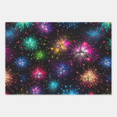 Eleganter Regenbogenfeuerwerk auf schwarzem Hinter Geschenkpapier Set (Vorderseite)
