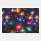 Eleganter Regenbogenfeuerwerk auf schwarzem Hinter Geschenkpapier Set (Vorderseite 2)
