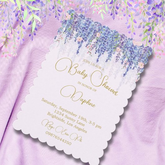 Eleganter Regency Baby Duwer Vintager Flown Einladung