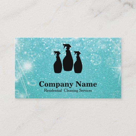 Eleganter Reinigungs-Service-Glitzer Bokeh Visitenkarte (Vorderseite)