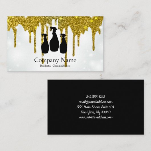 Eleganter Reinigungs-Service Glitzer treibende Unt Visitenkarte (Vorne/Hinten)
