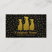 Eleganter Reinigungsservice Glitzer Gold Visitenkarte (Vorderseite)