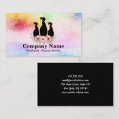 Eleganter Reinigungsservice Glitzer Wasserfarben Visitenkarte (Vorne/Hinten)