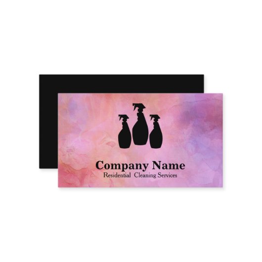 Eleganter Reinigungsservice Glitzer Wasserfarben Visitenkarte (Vorderseite/Rückseite Beispiel)