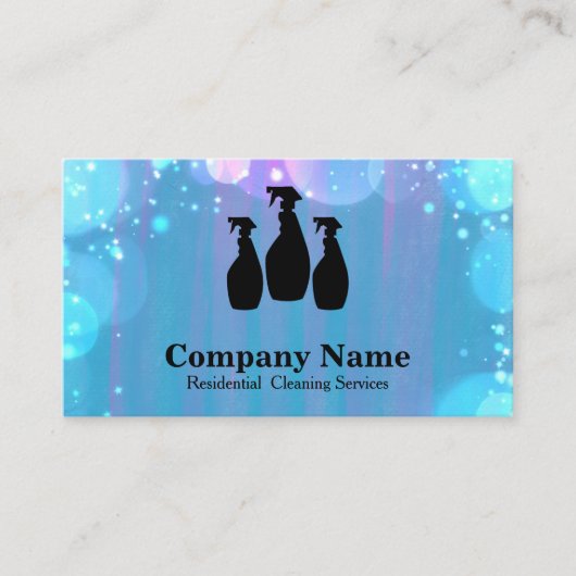 Eleganter Reinigungsservice Glitzer Wasserfarben Visitenkarte (Vorderseite)