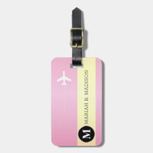 Eleganter Reisende, rosa und goldenes Metal mit Mo Gepäckanhänger