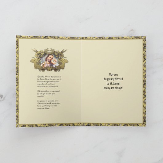 Eleganter religiöser St. Joseph Kind Jesus Gold Karte (Innenseite)
