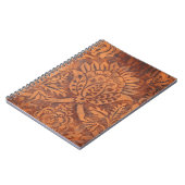 Eleganter Renaissance-Antiken-Leder-Damast Notizblock (Linke Seite)