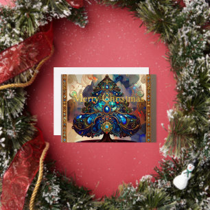 Eleganter Renaissance-Weihnachtsbaum Goldfolie Folien Feiertagskarte