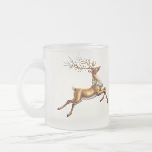 Eleganter Rentier Gold Wreath Moose fröhliche Xmas Mattglastasse (Links)