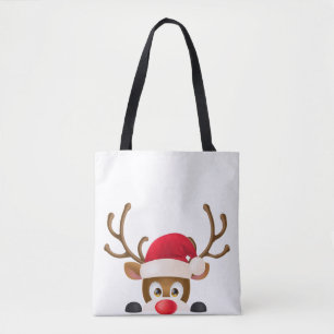 Eleganter Rentier mit Weihnachtsmannmütze Tote Ba Tasche