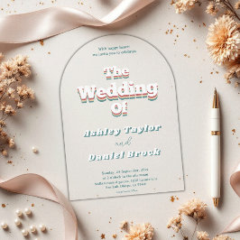 Eleganter Retro 70er Groovy Moderne Hochzeit Acryleinladungen