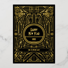 Eleganter Retro-Art Deko Happy New Year Folien Feiertagskarte