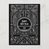 Eleganter Retro-Art Deko Happy New Year Postkarte (Vorderseite)