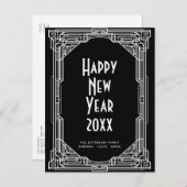 Eleganter Retro-Art Deko Happy New Year Postkarte (Vorne/Hinten)