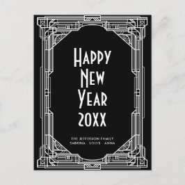 Eleganter Retro-Art Deko Happy New Year Postkarte