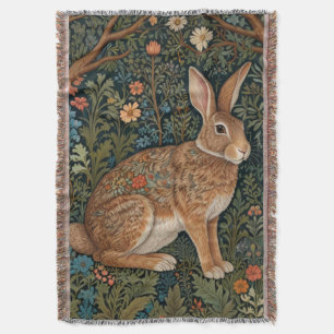 Eleganter Retro-Boho-Hase Waldflora Decke