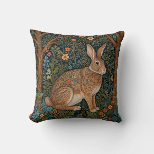 Eleganter Retro-Boho-Hase Waldflora Kissen