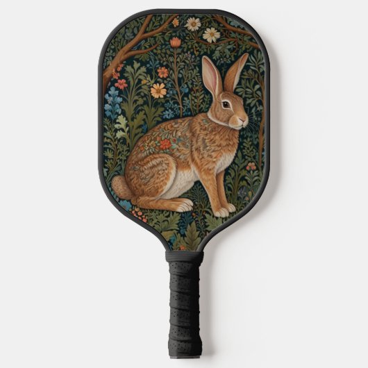 Eleganter Retro-Boho-Hase Waldflora Pickleball Schläger (Vorderseite)