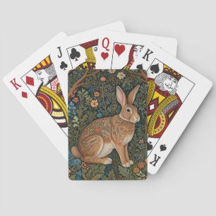 Eleganter Retro-Boho-Hase Waldflora Spielkarten