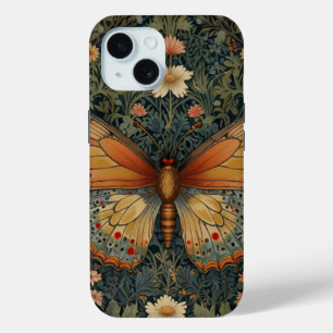 Eleganter Retro-Boho-Schmetterling Botanik Grün Case-Mate iPhone Hülle