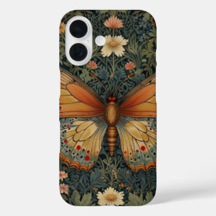 Eleganter Retro-Boho-Schmetterling Botanische Grün iPhone 16 Hülle
