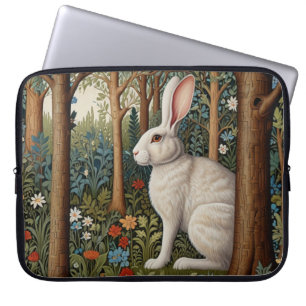 Eleganter Retro-Boho-Weißer Hase Waldflora Laptopschutzhülle
