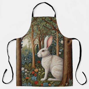 Eleganter Retro-Boho-Weißer Hase Waldflora Schürze