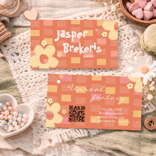 Eleganter Retro Chic Orange Gänseblümchen Süß Visitenkarte