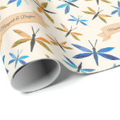 Eleganter Retro-Dragonflies HandGezeichnet Libelle Geschenkpapier (Rolleneckpunkt)