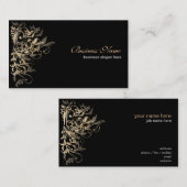 Eleganter Retro GoldBlumen-Wirbel Visitenkarte (Vorne/Hinten)