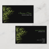 Eleganter Retro grüner Blumen-Wirbel Visitenkarte (Vorne/Hinten)