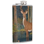 Eleganter Retro-Hirsch boho Wald Grünflächen Flachmann (Rechts)