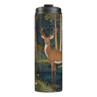 Eleganter Retro-Hirsch boho Wald Grünflächen Thermosbecher
