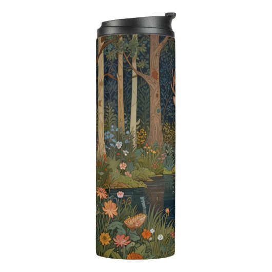Eleganter Retro-Hirsch boho Wald Grünflächen Thermosbecher (Nach links gedreht)