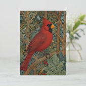 Eleganter Retro Kardinal Einladung (Stehend Vorderseite)