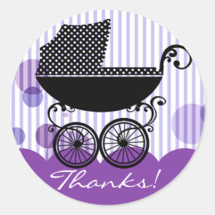 Eleganter Retro Kinderwagen - Babyparty-Aufkleber Runder Aufkleber
