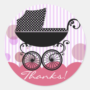 Eleganter Retro Kinderwagen - Babyparty-Aufkleber Runder Aufkleber