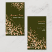 Eleganter Retro orange Blumen-Wirbel 4 Visitenkarte (Vorne/Hinten)