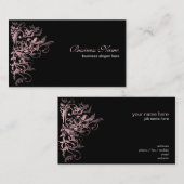 Eleganter Retro rosa Blumen-Wirbel Visitenkarte (Vorne/Hinten)