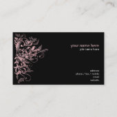 Eleganter Retro rosa Blumen-Wirbel Visitenkarte (Rückseite)