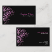 Eleganter Retro rosa Blumen-Wirbel Visitenkarte (Vorne/Hinten)
