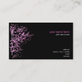 Eleganter Retro rosa Blumen-Wirbel Visitenkarte (Rückseite)
