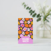 Eleganter Retro Rosa farbenfroher QR Code Groovy F Visitenkarte (Stehend Vorderseite)