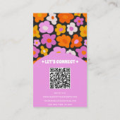 Eleganter Retro Rosa farbenfroher QR Code Groovy F Visitenkarte (Rückseite)