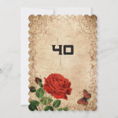 Eleganter Retro-rote Rose Einladung (Rückseite)