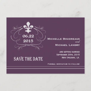 Eleganter Retro-Stil Fleur de Lis Save-the-Date-Ka Einladung
