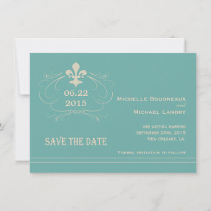 Eleganter Retro-Stil Fleur de Lis Save-the-Date-Ka Save The Date