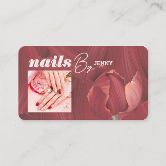 Eleganter Retro Stilvolle Red Abstrakt Nails Artis Visitenkarte (Vorderseite)